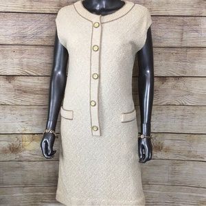 60's 70's Tannel Knits tweed boucle fabric knit sleeveless dress